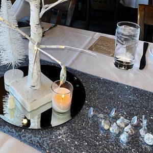 COPY - Sequin Table Runner Baby Blue Glitter